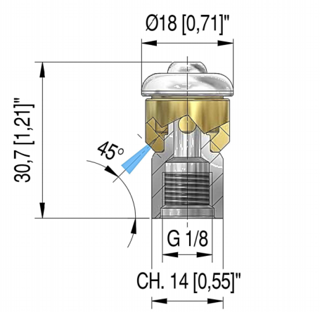 Форсунка каналопромывочная PA STR-1/8 (070, 1/8&quot;г, бой 3R, вращ)