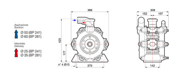 Мембранный насос Comet BP241 D (20 бар, 222 л/мин, ВОМ 1"3/8)