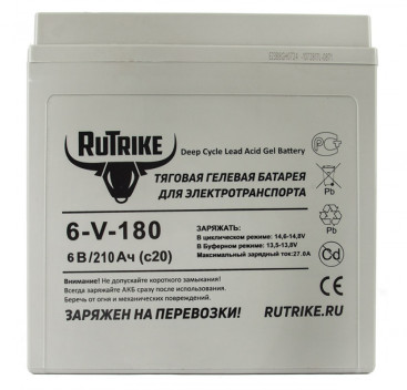 Тяговый аккумулятор RuTrike 3-EVF-180 (6V, 180A/h, AGM)