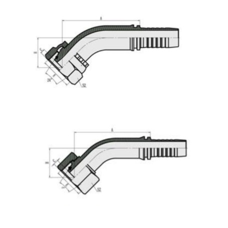 Фитинг высокого давления DKO-S (DN10, М20х1.5г, 45гр, оцинк) Robin