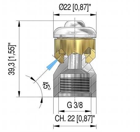 Форсунка каналопромывочная PA STR-3/8 (11, 3/8&quot;г, бой 3R, вращ)