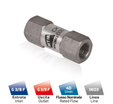 Обратный клапан MTM CKX600 (3/8"г-3/8"г, 410бар, 40л/мин, нерж)