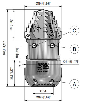 Форсунка каналопромывочная PA RR-TF (30, 3/4"г, вращ)