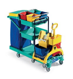 Тележка TTS GREEN 450 (2х15л, 4х6л, отжим, стойки синие)