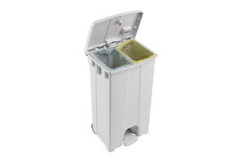 Контейнер TTS Derby XXL (2х45л, педаль, колеса, разделитель, белый/белый)