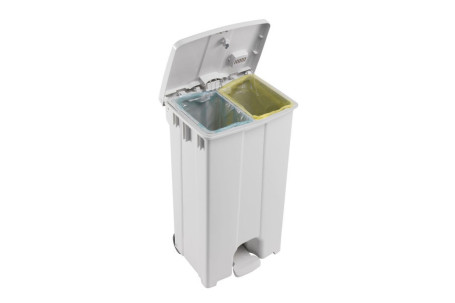 Контейнер TTS Derby XXL (2х45л, педаль, колеса, разделитель, белый/белый)