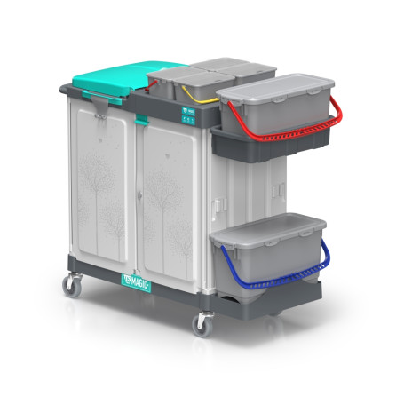 Тележка TTS Magic System 720E (2х20л, 4х4л, закрытая, держ. мешка 150л)