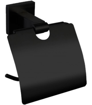Держатель для туалетной бумаги Nofer BARCELONA (с крышкой, черный)