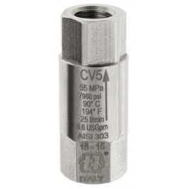 Обратный клапан Mecline CV5 (3/8"г-3/8"г, 500бар, 25л/мин, нерж)