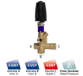 Регулятор давления MTM UV31 (160бар, 40л/мин, 3/8"г-3/8"г, By-pass 3/8"г)