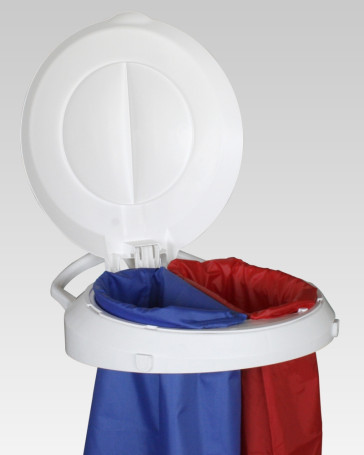 Держатель мешка TTS Smile W-1020 (60+60л, колеса, педаль, крышка синяя)