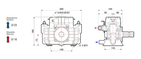 Мембранный насос Comet BP20/15 (15 бар, 18,7 л/мин, полый вал 30 мм-ВОМ 1&quot;3/8)