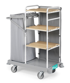 Тележка TTS GREEN HOTEL 942 (4 полки закр. сзади, держ. мешка, колеса D125мм)