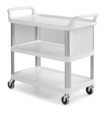 Тележка TTS Shelf B3700 (3 полки, верхняя закр, колеса d125мм, белый)