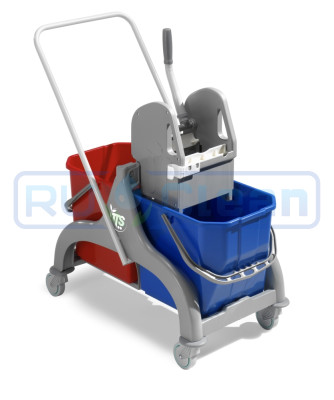 Тележка двухведерная TTS NICK 50 (с U-образной ручкой и отжимом TEC, серый)