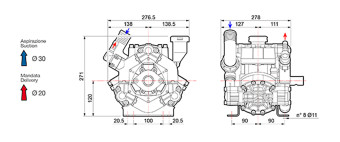 Мембранный насос Comet BP 75 (20бар, 67л/мин)
