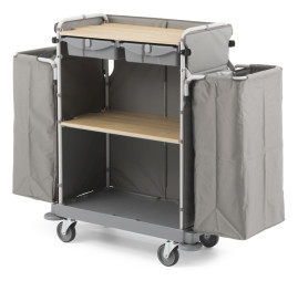 Тележка TTS GREEN HOTEL 875 (3 полки, 2 выдвижных ящика, держ. 2 мешков, колеса D150мм)