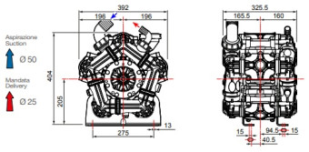 Мембранный насос Comet BPS260 (249 л/мин, 20 бар, вал ВОМ 1"3/8)