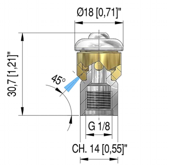 Форсунка каналопромывочная PA STR-1/8 (050, 1/8"г, бой 3R, вращ)
