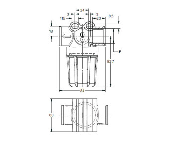 Фильтр для воды (150мкм, 3/4"г-г, 10бар, креп.отв.) Tecomec