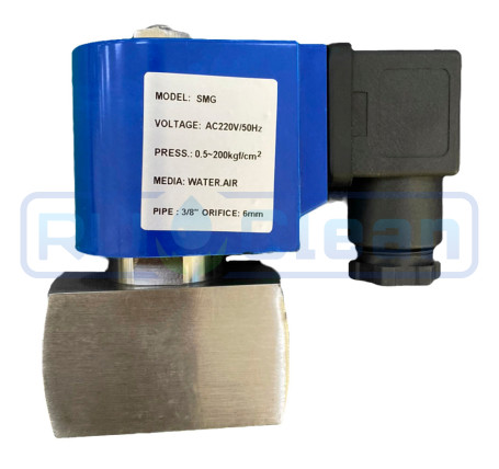 Клапан электромагнитный SMG (200бар, 3/8г-г, норм.закр, нерж, 220В) TOR