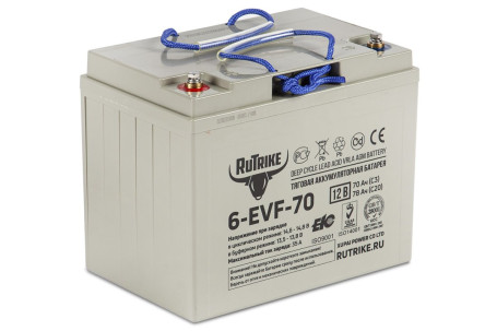 Тяговый аккумулятор RuTrike 6-EVF-70 (12V, 70A/h, AGM)