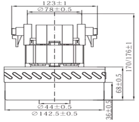 Вакуумный мотор V4Z-A30-D (1200Вт, 220В, D-143мм, H-177мм, h-69мм, медь) RC