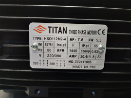 Электродвигатель Titan (5.5кВт, 380/220В, 1450об/мин, п.в. 24мм, Dфл 87мм, H112)