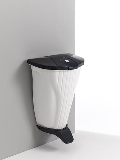 Ведро мусорное TTS Wall-Up (50 л, белый, педаль, крышка антрацит)
