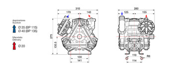 Мембранный насос Comet BP115 (20 бар, 110 л/мин, ВОМ 1"3/8)
